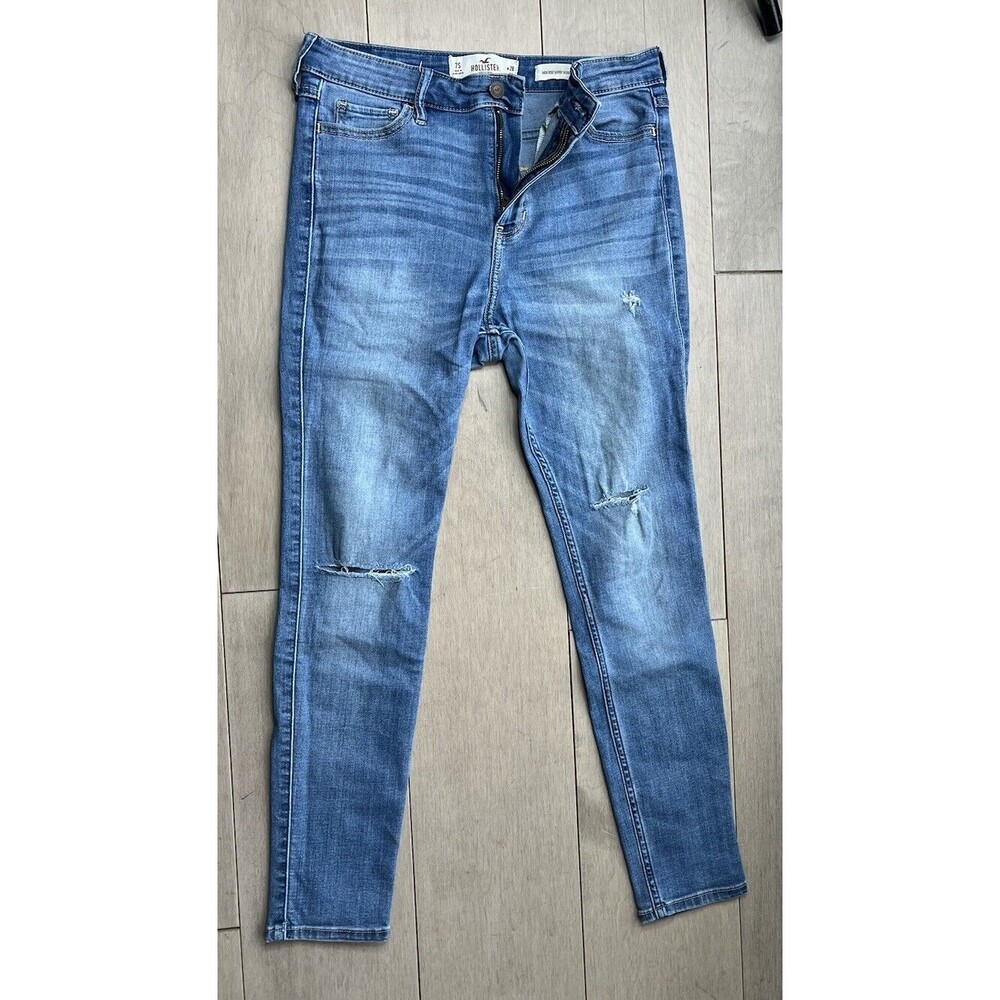 Hollister Juniors Jeans Denim Pants 7S W 28 L 28 High Rise Super Skinny Distress - Picture 2 of 6